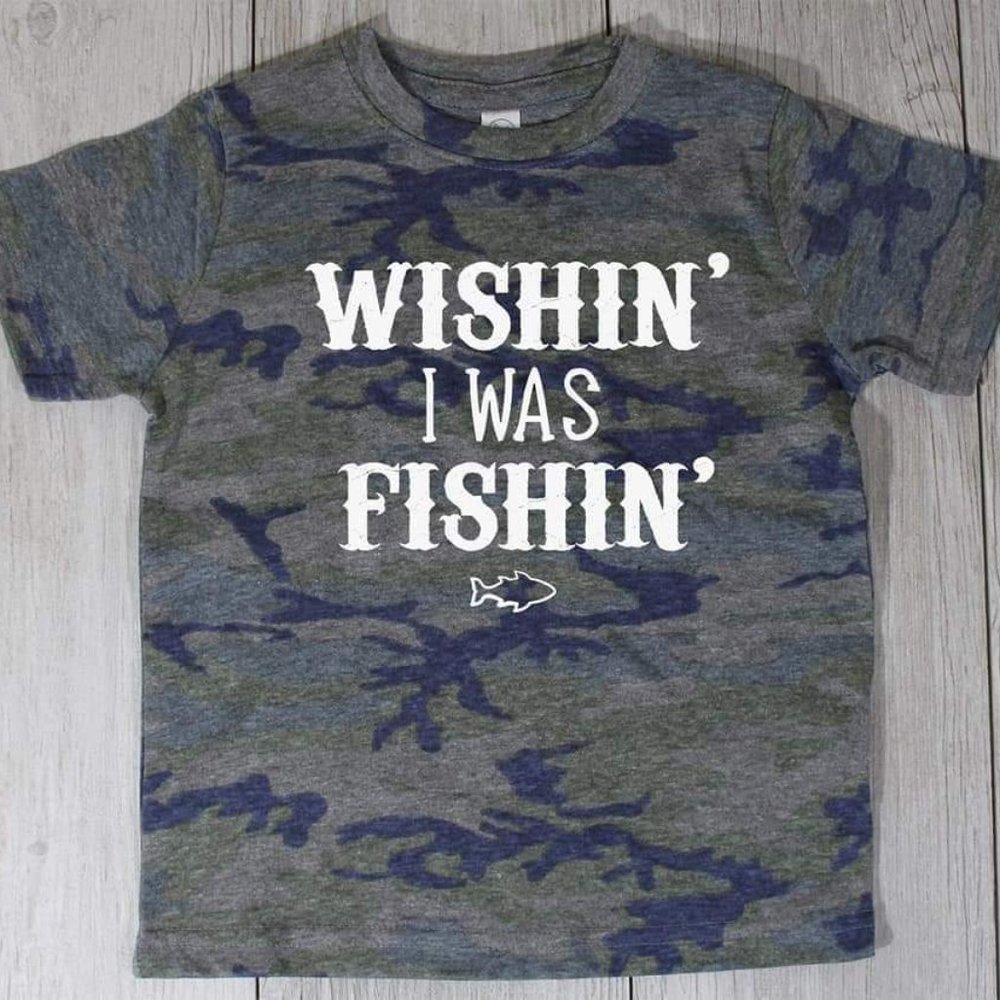 🌊KIDS Wishin' I was Fishin' Camo T